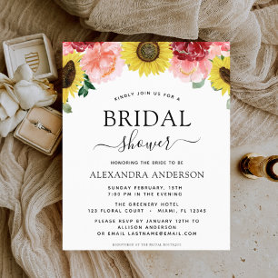 Budget Sunflower Bridal Shower Floral Invitations