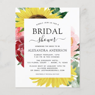Budget Sunflower Bridal Shower Spring Floral Flyer