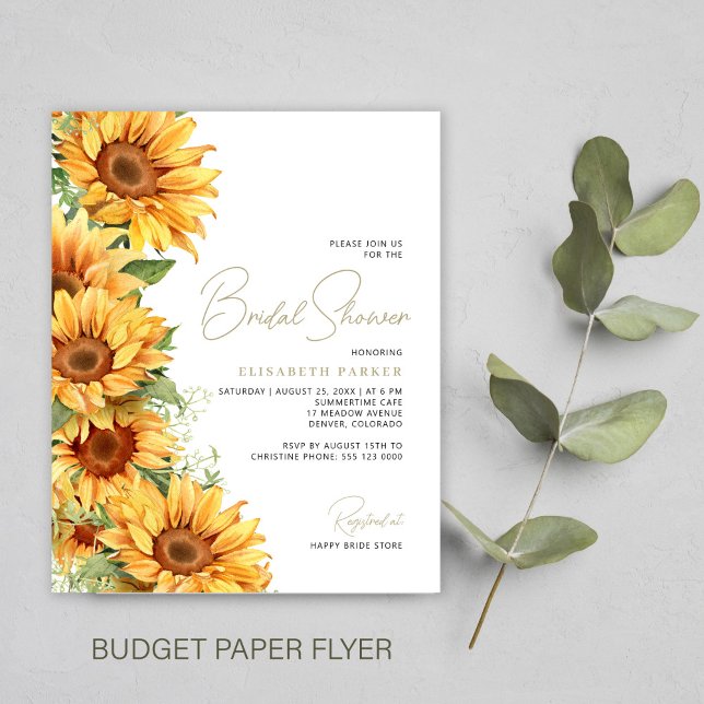 Budget sunflower elegant bridal shower invitation flyer (Creator Uploaded)