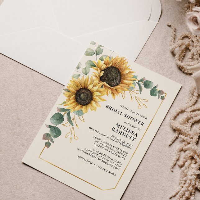 Budget Sunflower Eucalyptus Bridal Shower Invite (Creator Uploaded)
