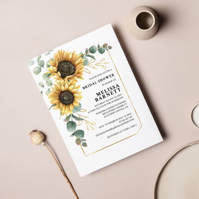 Budget Sunflower Eucalyptus Bridal Shower Invite (Creator Uploaded)