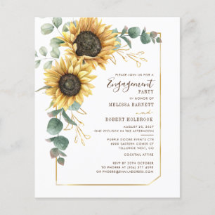 Budget Sunflower Eucalyptus Engagement Invitation