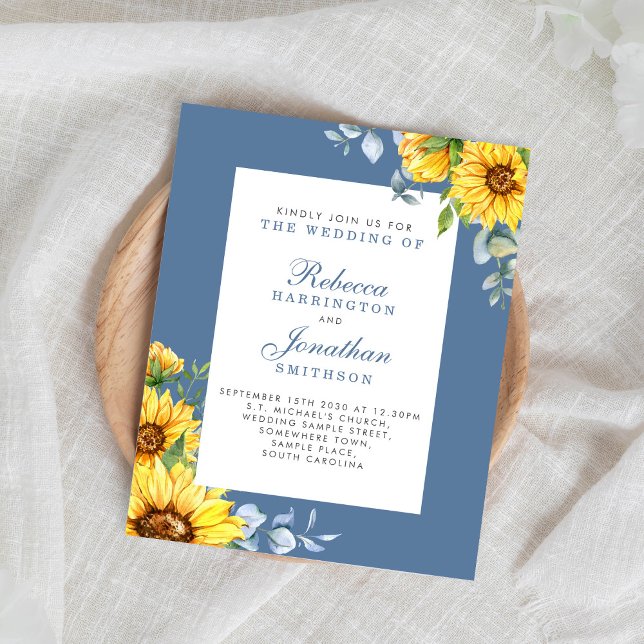 Budget Sunflower Eucalyptus Floral Wedding Invite (Creator Uploaded)