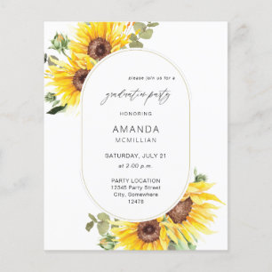 Budget Sunflower & Eucalyptus Graduation Party Flyer