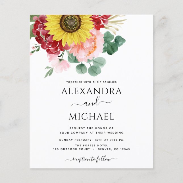 Budget Sunflower Eucalyptus Photo Country Wedding (Front)