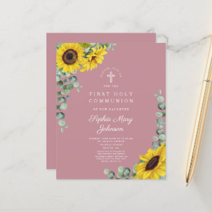 Budget Sunflower Eucalyptus Pink First Communion