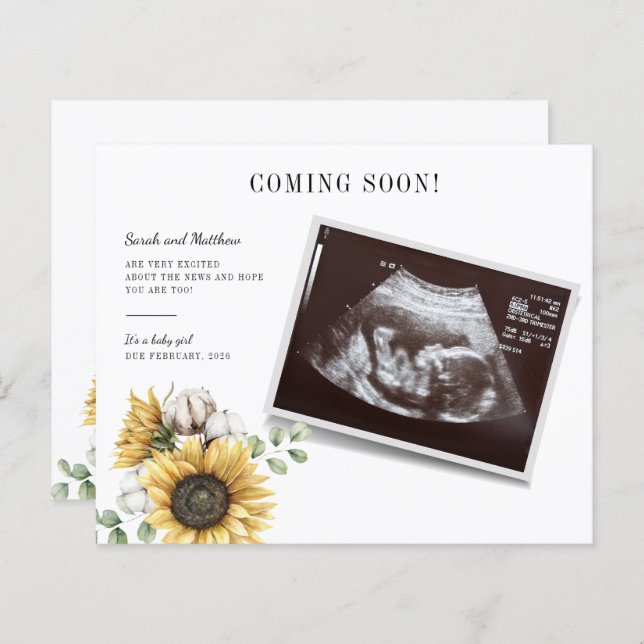 Budget Sunflower Eucalyptus Pregnancy Baby Reveal (Front/Back)