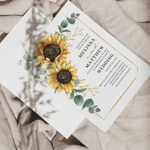 Budget Sunflower Eucalyptus Wedding Invitation