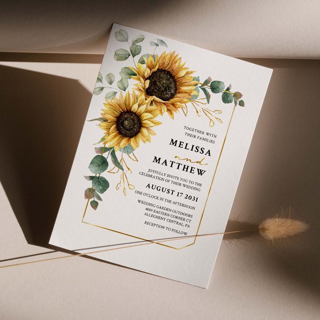 Budget Sunflower Eucalyptus Wedding Invitation (Creator Uploaded)