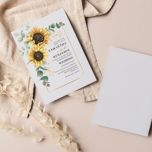 Budget Sunflower Eucalyptus Wedding Invitation