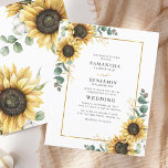 Budget Sunflower Eucalyptus Wedding Invitation<br><div class="desc">Budget Sunflower Eucalyptus Wedding Invitation featuring bright floral with succulent greenery on white background with a modern layout. Easily edit this invitation by clicking the "Personalize" button</div>