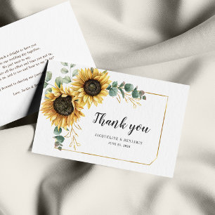 Budget Sunflower Eucalyptus Wedding Thank You Card