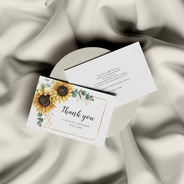 Budget Sunflower Eucalyptus Wedding Thank You Card (Creator Uploaded)