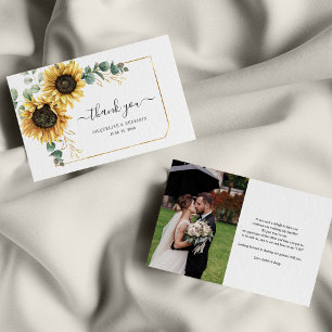 Budget Sunflower Eucalyptus Wedding Thank You Card