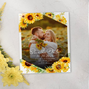 Budget Sunflower Fall Photo Wedding Save the Date