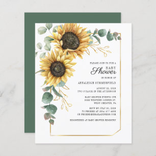Budget Sunflower Floral Baby Shower Invitation