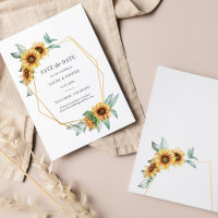 Budget Sunflower Floral Geometric Save The Date