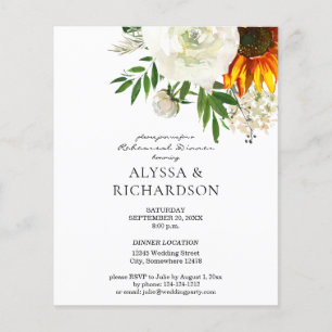 Budget Sunflower Floral Rehearsal Dinner Flyer