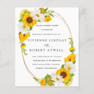 Budget Sunflower Floral Rustic Wedding Invitation