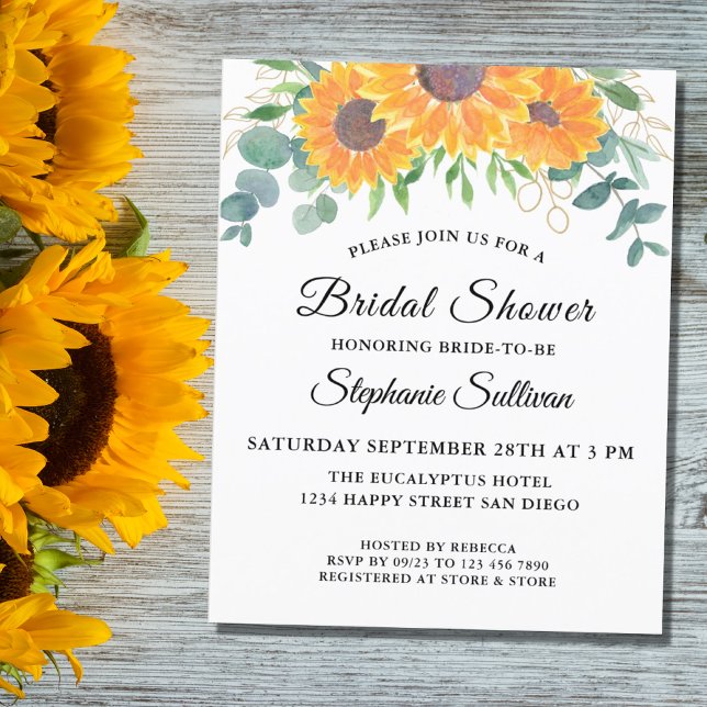 Budget Sunflower Greenery Bridal Shower Invitation (Creator Uploaded)