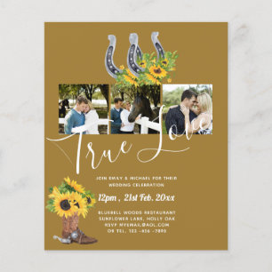 BUDGET Sunflower Horse Shoes PHOTO Collage WEDDING Flyer