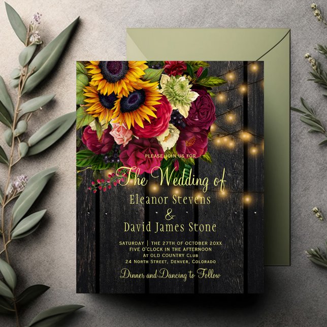 BUDGET Sunflower roses rustic country wood wedding (Creator Uploaded)