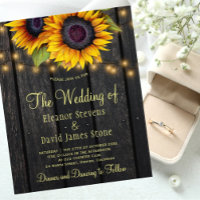 Budget sunflower rustic country wedding invitation