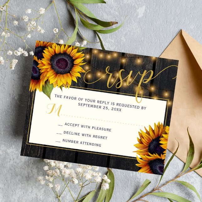 Budget sunflower rustic country wedding rsvp card (Creator Uploaded)
