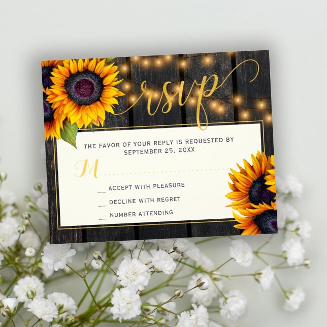 Budget sunflower rustic wedding rsvp card FLYER (Creator Uploaded)
