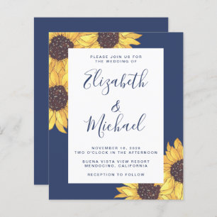 Budget Sunflower Watercolor Wedding Invitation