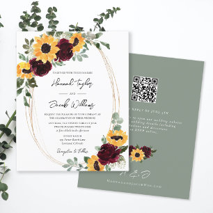 Budget Sunflower Wedding QR Code RSVP Invite