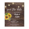 Budget Sunflower Wood & String Light Save the Date