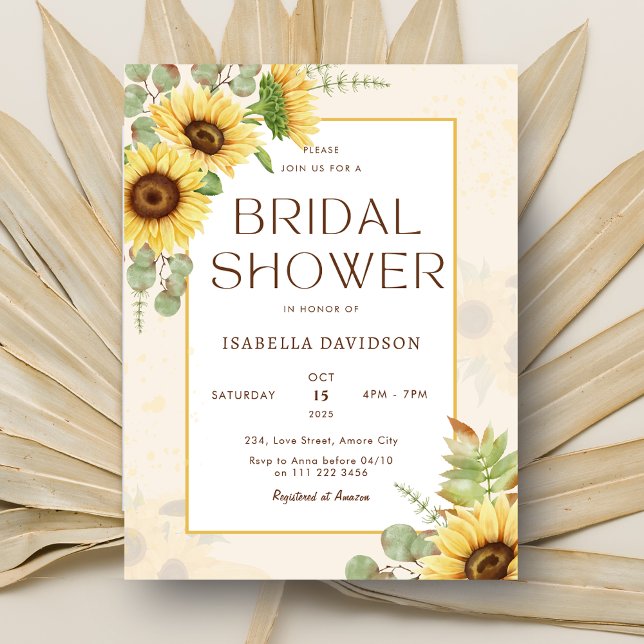 Budget Sunflower Yellow Floral Bridal Shower  Invitation Postcard (Budget Sunflower Yellow Floral Bridal Shower Invitation Postcard)