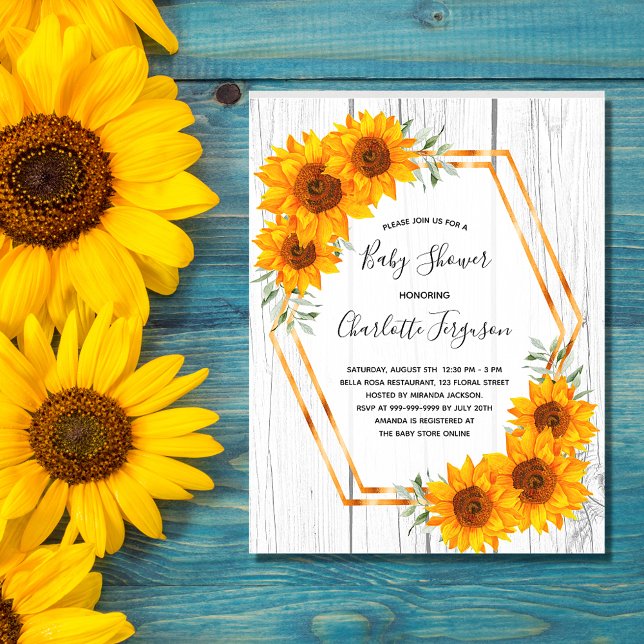Budget Sunflowers Baby Shower rustic invitation (Creator Uploaded)