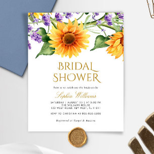 Budget Sunflowers Bridal Shower Invitation