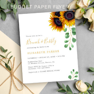 Budget sunflowers eucalyptus bridal shower invite flyer