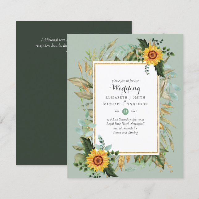 BUDGET Sunflowers Eucalyptus Greenery Wedding (Front/Back)