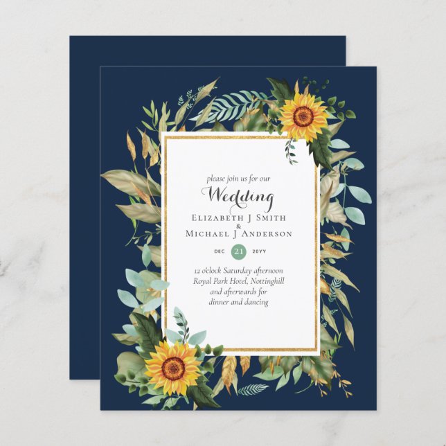 BUDGET Sunflowers Eucalyptus Greenery Wedding (Front/Back)