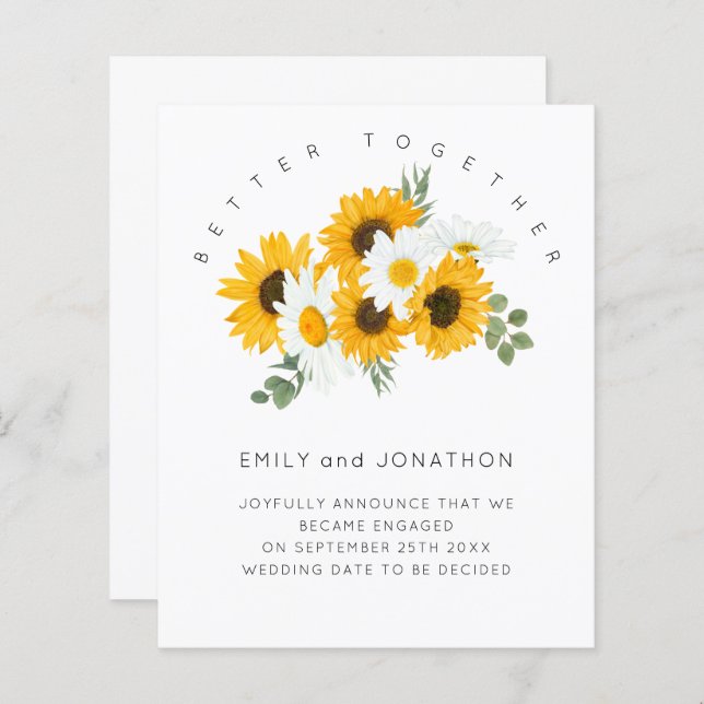 Budget Sunflowers Floral Engagement Announcement (Front/Back)