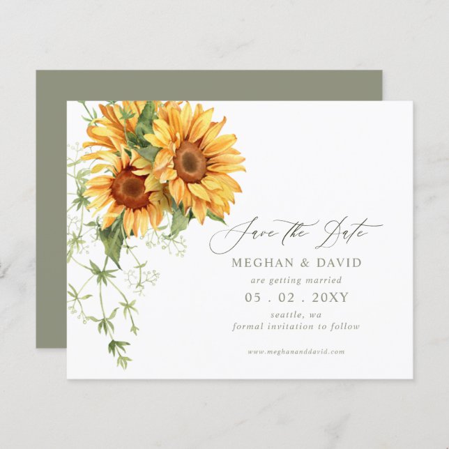 Budget Sunflowers Garden Save the Date (Front/Back)