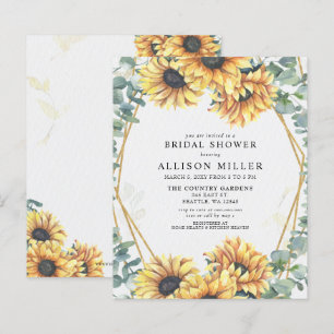 Budget Sunflowers Gold Bridal Shower Invitation
