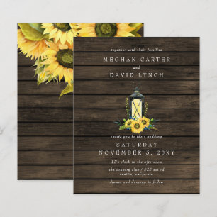 Budget Sunflowers Lantern Wedding Invitation