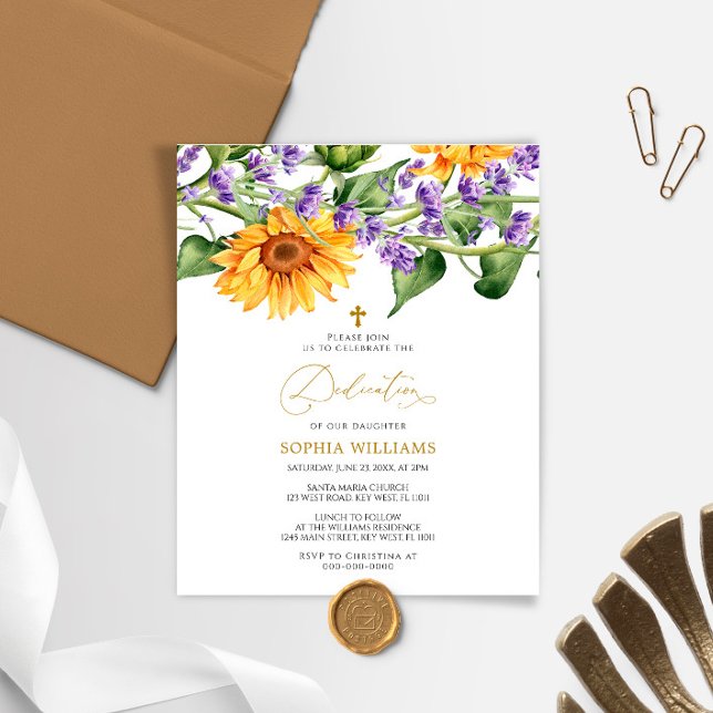 Budget Sunflowers & Lavander Dedication Invitation (Creator Uploaded)