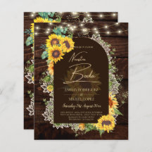 BUDGET Sunflowers Lights Lace Wedding INVITE