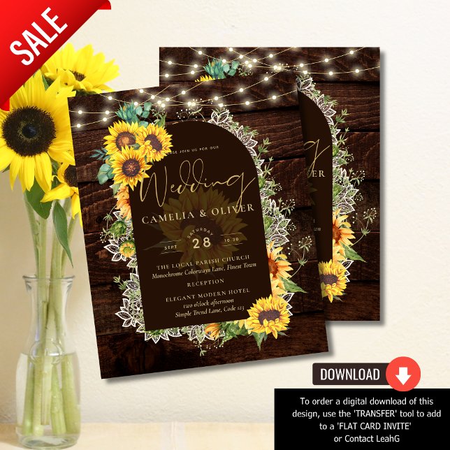 BUDGET Sunflowers Lights Lace Wedding INVITE Flyer (Creator Uploaded)