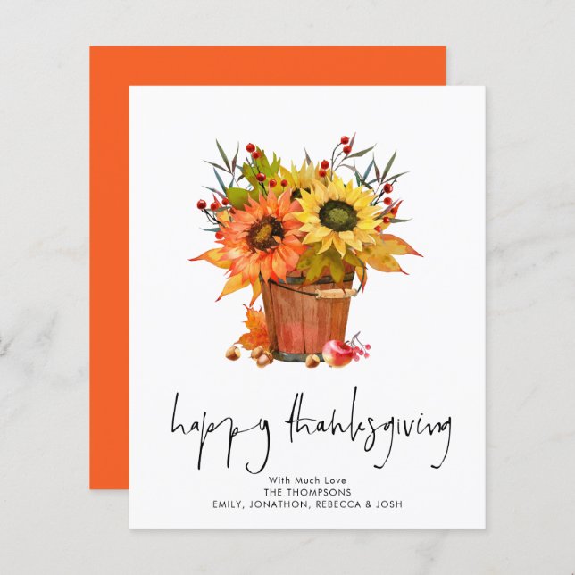 Budget Sunflowers Red Berries Happy Thanksgiving (Front/Back)