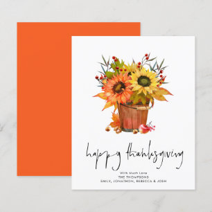 Budget Sunflowers Red Berries Happy Thanksgiving