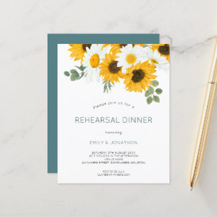 Budget Sunflowers Rehearsal Dinner Invitation