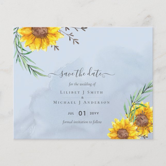 Budget Sunflowers Rustic Woodland Garden Wedding Flyer (Front)