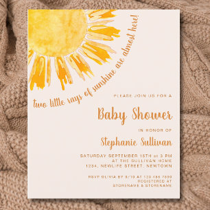 Budget Sunshine Twins Baby Shower Invite